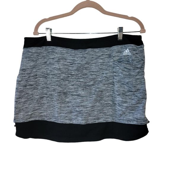 Adidas Pure Motion Athletic Gray Black Layered Skirt With Pockets Women Size L - Picture 2 of 6